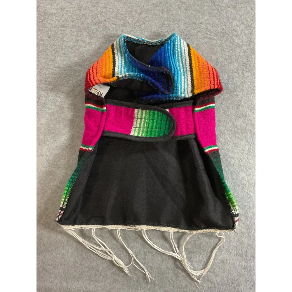 K9 Ponchos Mexican Serape Stripe Dog Poncho Small Multicolor Pet Costume 1859